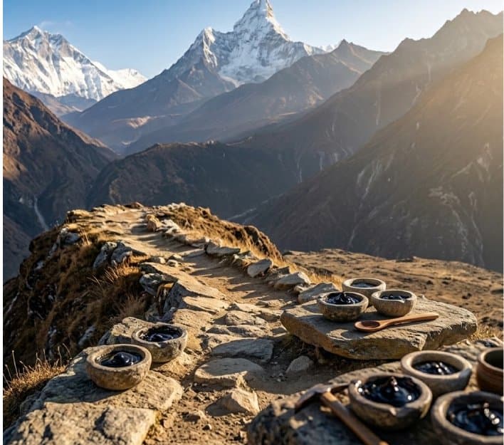 Modern Himalayan-inspired formula and mountain landscape