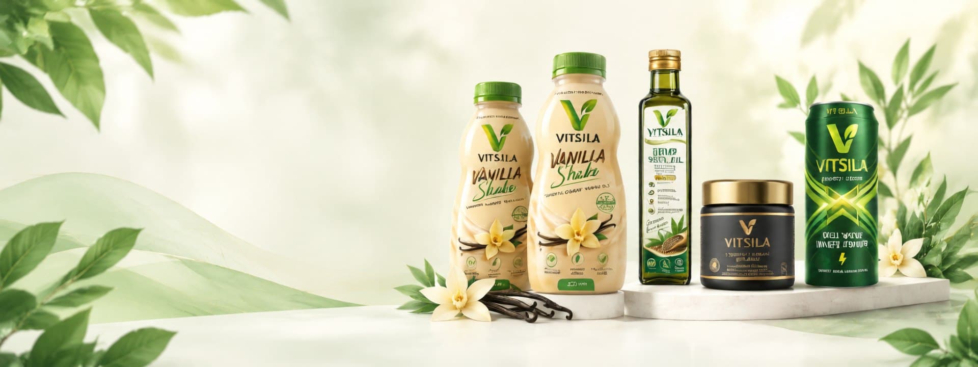 VITSILA product range displayed on a botanical background