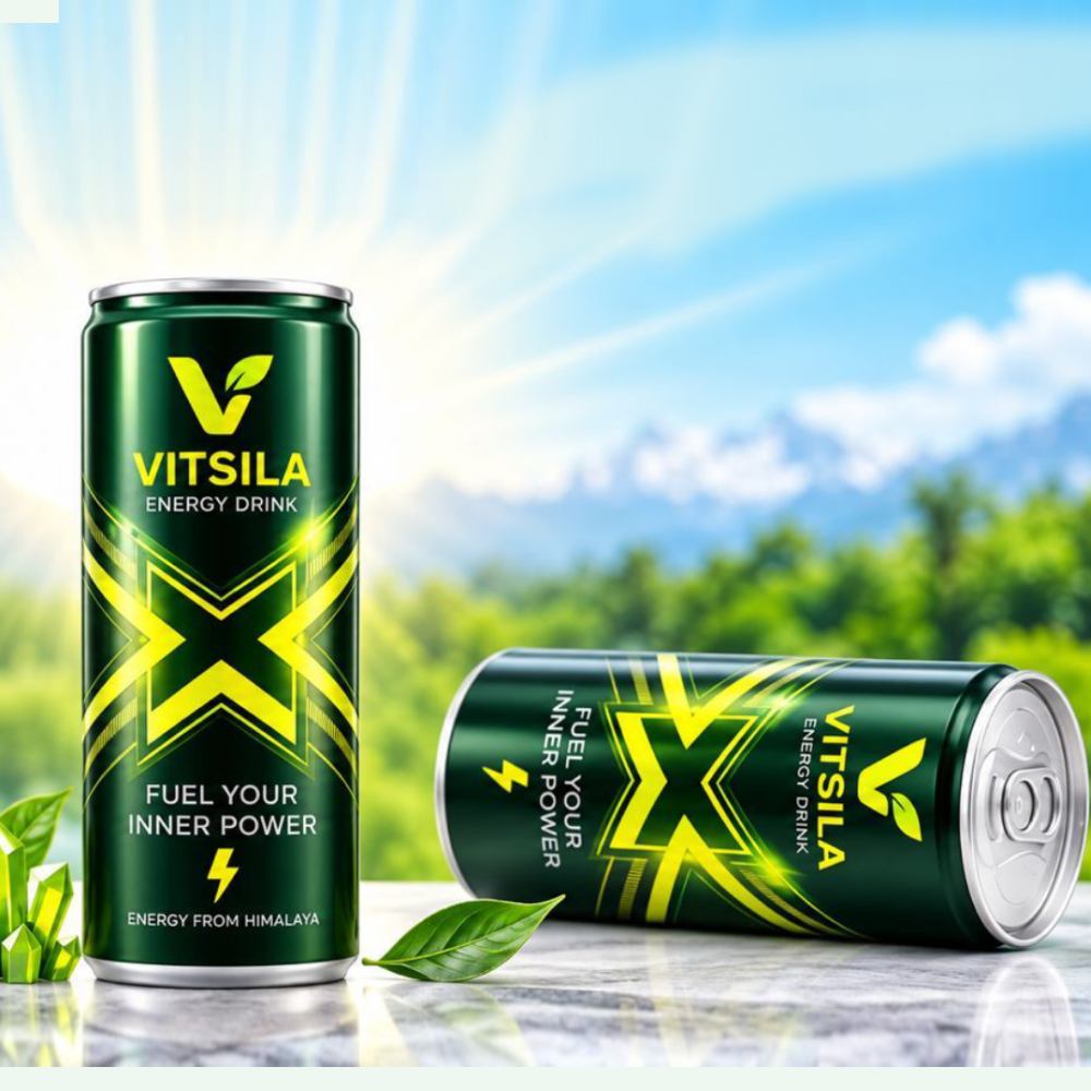 VITSILA Energy Drink can on a light background